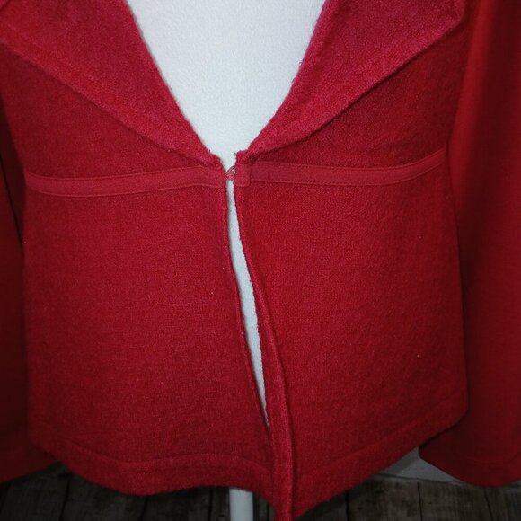 WOMENS CHICO'S RED PONTE BOILDED WOOL BLAZER TOP JACKET, SIZE 0, US SIZE XS - Picture 8 of 10